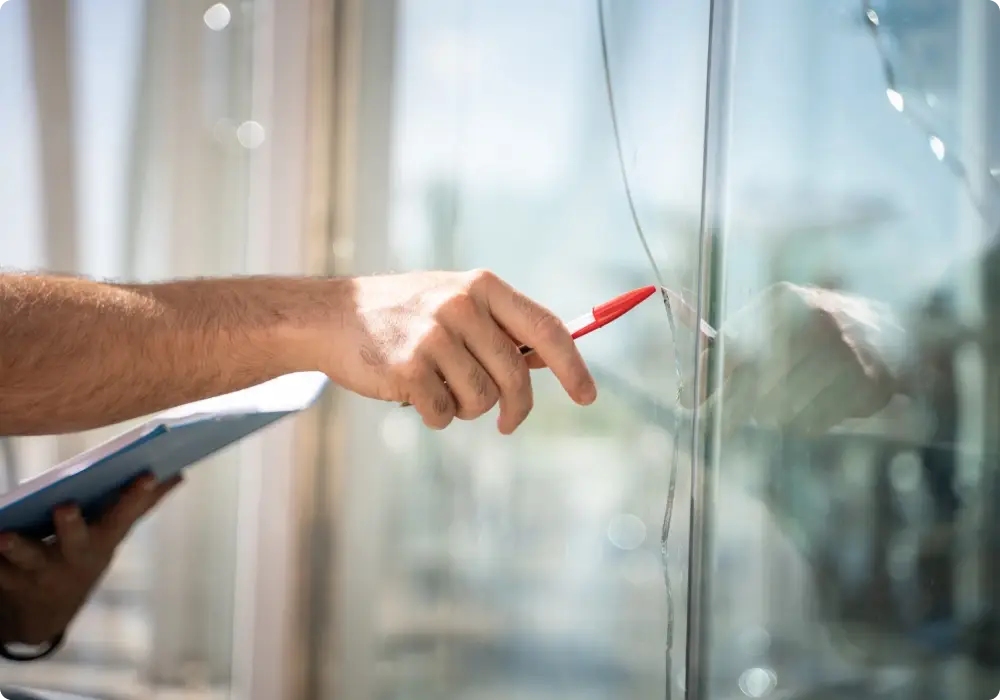 Alumalite technician carrying out aftercare service on a commercial aluminium door