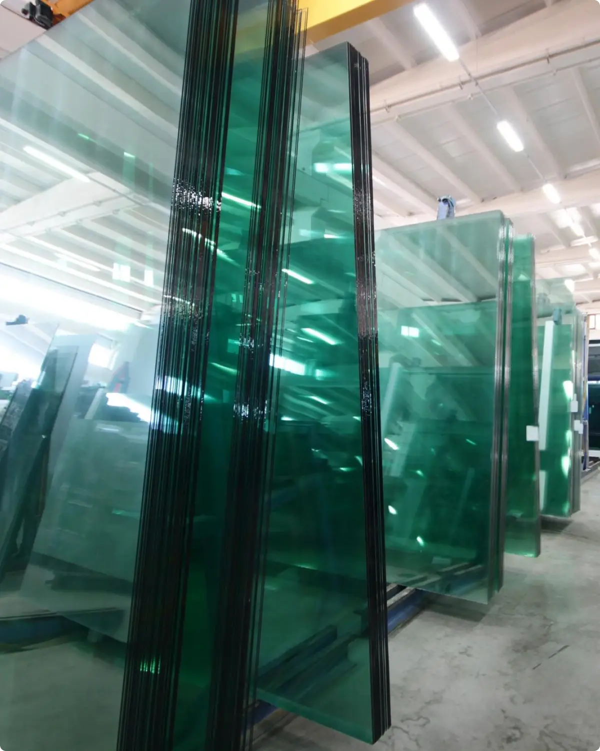 Toughened safety glass panels fitted to a commercial automatic entry door