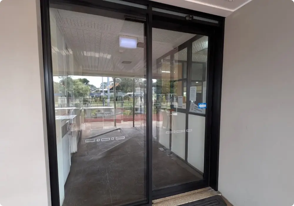 Automatic entry doors serviced by Alumalite at a Northern Rivers commercial premises