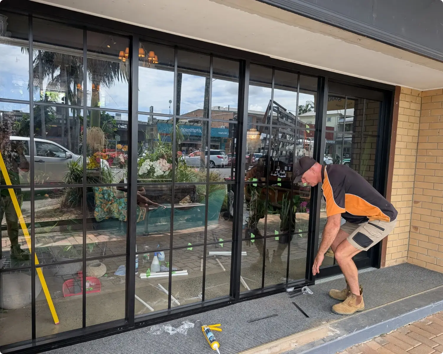 Aluminium-framed commercial windows and glazing on a Northern Rivers business premises